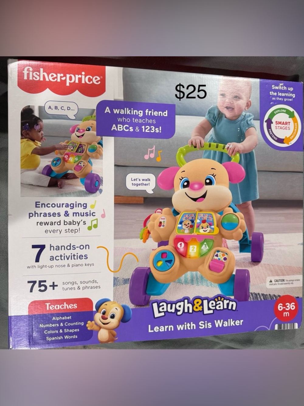Fisher-Price Laugh & Learn Learn with Sis Walker - Pink, Purple, Green, Blue
